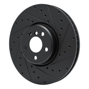 BMW 330e Brake Rotor (1) - Left Front - R1 Concepts - Drilled & Slotted - Black - `16-`25